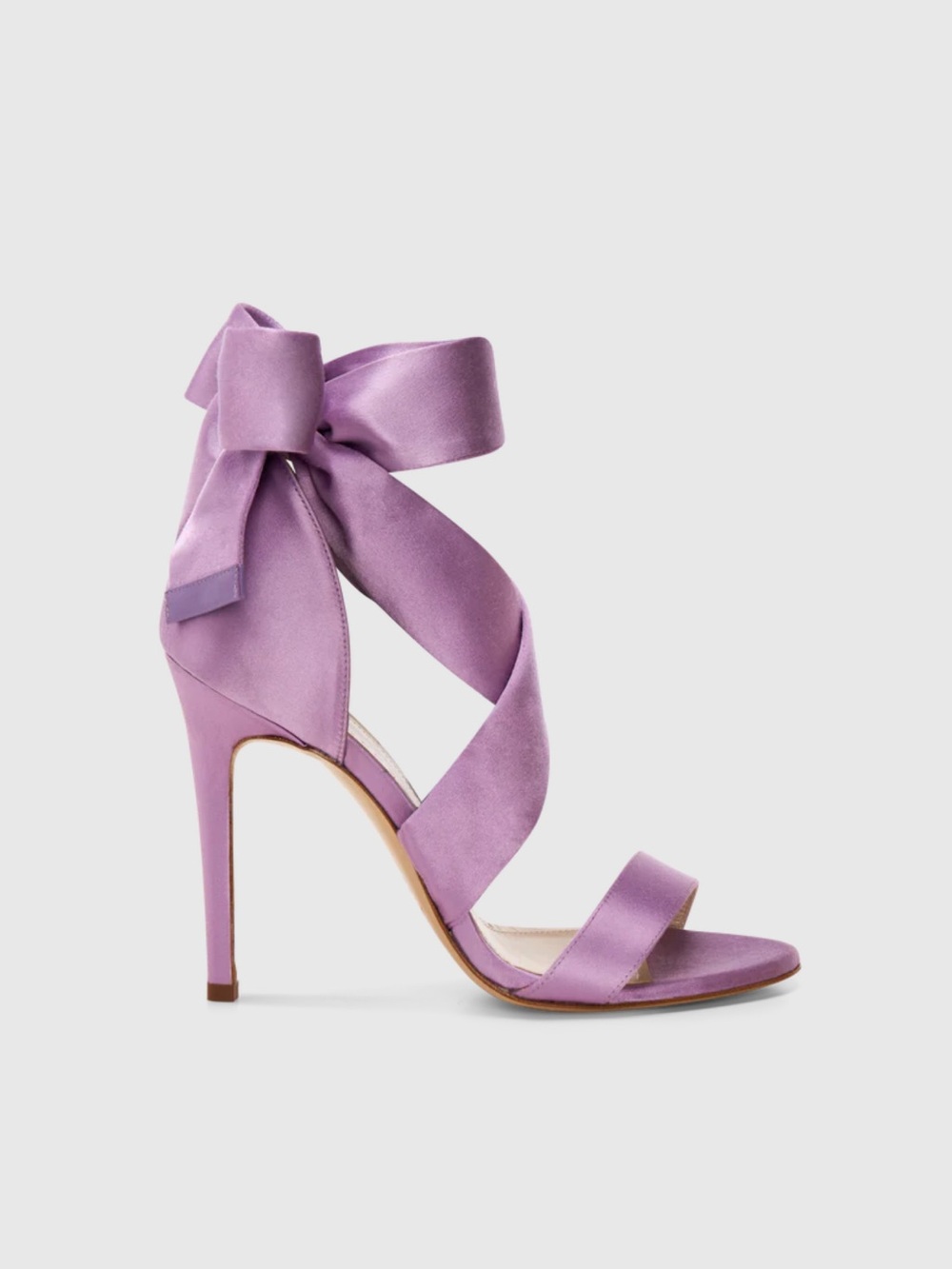 Mia Becar Lavender Satin Tie-Ankle Stiletto Sandal NWT